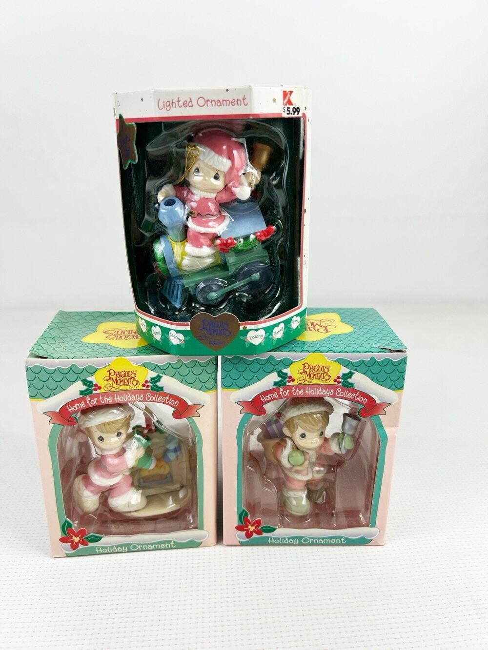Lot Of 3! Vintage Precious Moments Christmas Ornaments So Sweet!